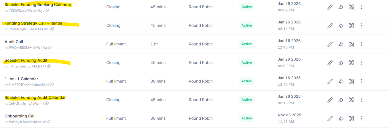 CRM pipeline board from the Leadder fulfillment engine showing client opportunities moving through named delivery stages